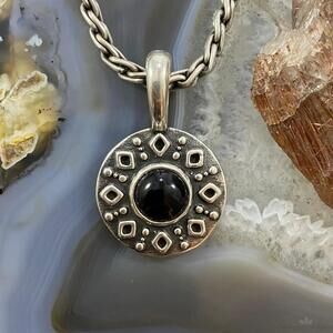 Carolyn Pollack Sterling Onyx Double Sided Decorated Serpent Pendant For Women